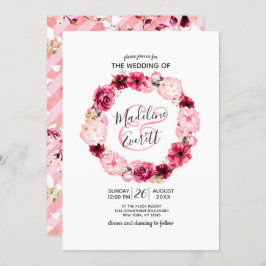 Invitaciones a la boda de la flor rosa y borgoñona