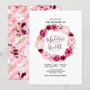 Invitaciones a la boda de la flor rosa y borgoñona