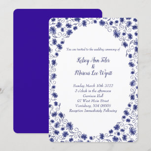 Invitaciones a la boda de la flor Royal Blue Aster