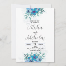 Invitaciones a la boda de la Flor Verde Azul