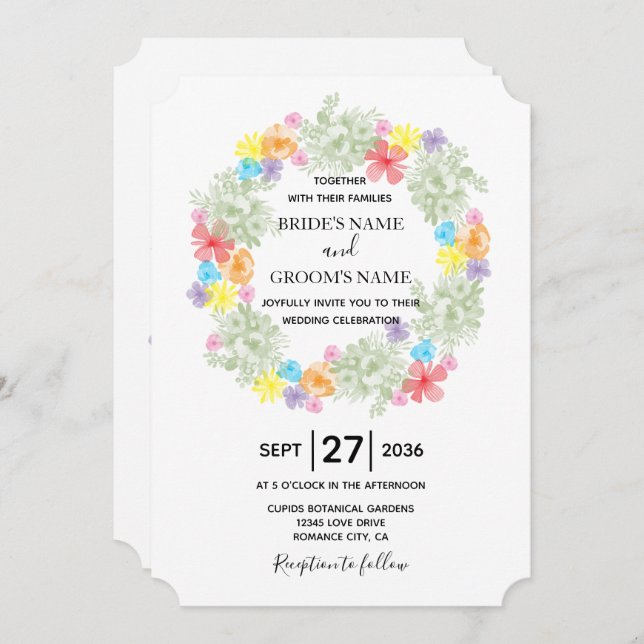 Invitaciones a la boda de la floral rusa (Anverso / Reverso)