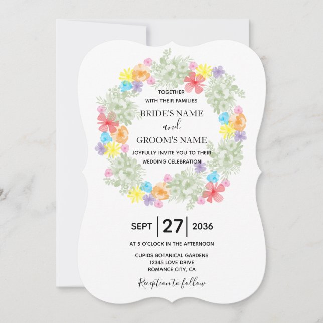 Invitaciones a la boda de la floral rusa (Anverso)