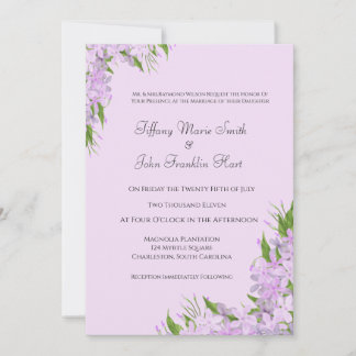 Invitaciones a la boda de la glicinia púrpura