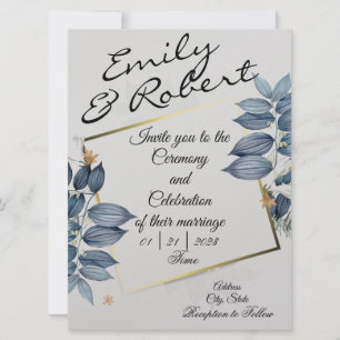 Invitaciones a la boda de la hoja azul