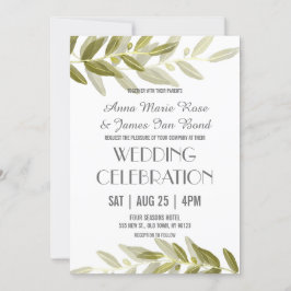 Invitaciones a la boda de la hoja de oliva verde