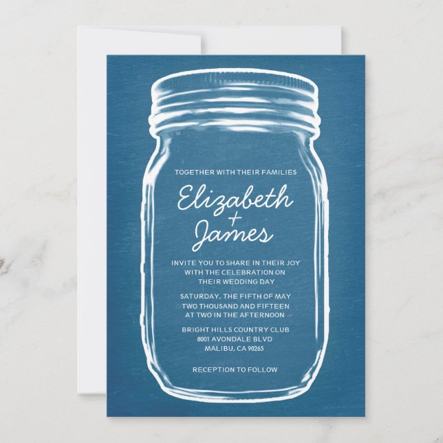 Invitaciones a la boda de la jara azul y blanca (Anverso)