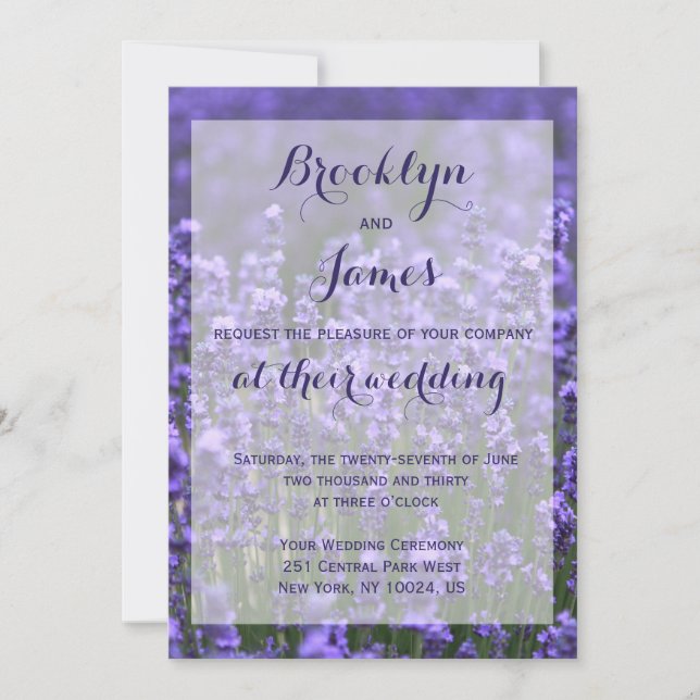 Invitaciones a la boda de la Lavanda Púrpura perso (Anverso)