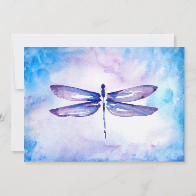 Invitaciones a la boda de la libélula azul y púrpu (Reverso)