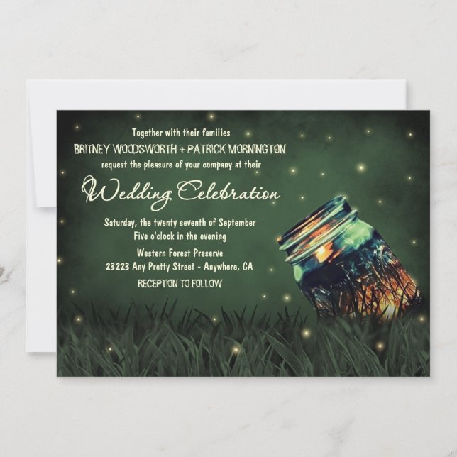 Invitaciones a la boda de la luciérnaga rusa de Ma (Anverso)
