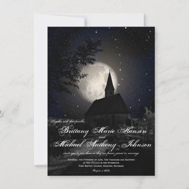 Invitaciones a la boda de la luna llena de la igle (Anverso)