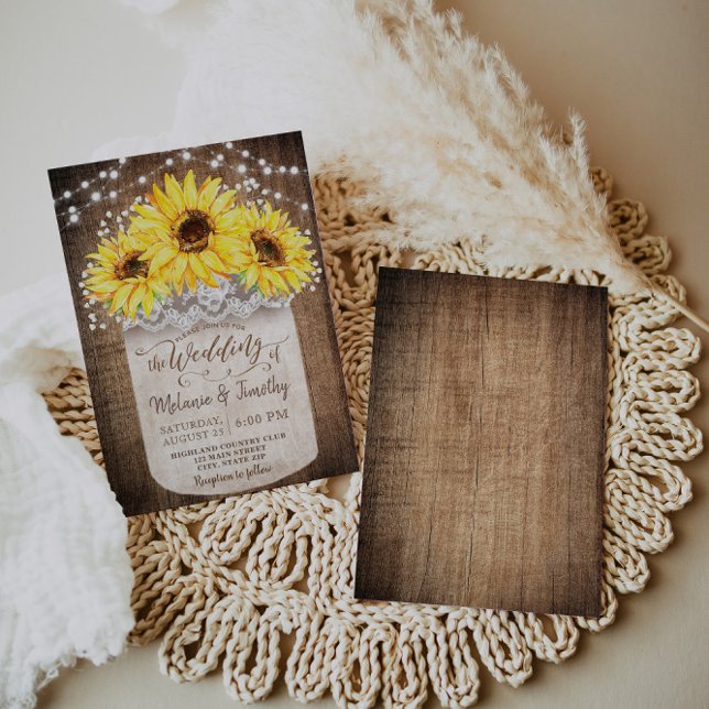 Invitaciones a la boda de la Madera de Jar Sunflow (Subido por el creador)