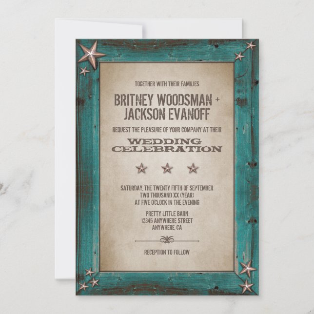 Invitaciones a la boda de la madera de los establo (Anverso)