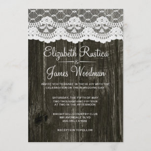 Invitaciones a la boda de la Madera Rústica Blanca