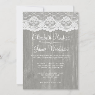 Invitaciones a la boda de la Madera Rústica Gris
