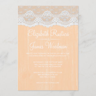 Invitaciones a la boda de la Madera Rústica Peach