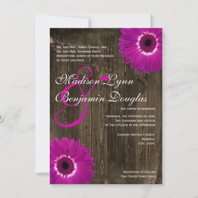 Invitaciones a la boda de la marea púrpura de la m (Anverso)
