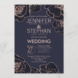 Invitaciones a la boda de la Marina Azul de Oro Ro