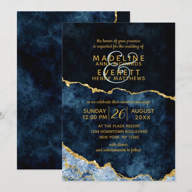 Invitaciones a la boda de la Marina de Relieve met (Anverso / Reverso)