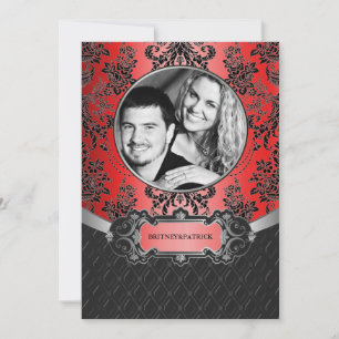 Invitaciones a la boda de la mecha en rojo y negro
