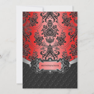 Invitaciones a la boda de la mecha en rojo y negro