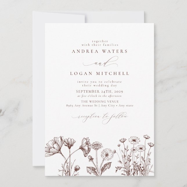 Invitaciones a la boda de la Moda del Boho de Flor (Anverso)