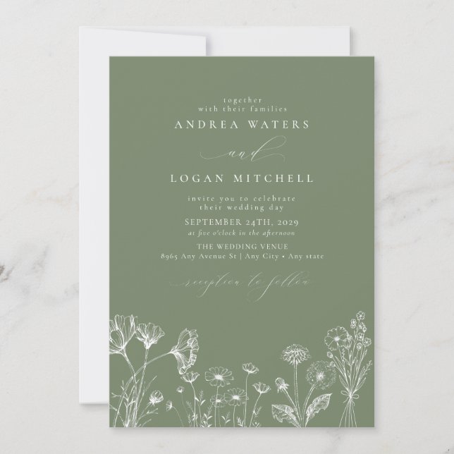 Invitaciones a la boda de la Moda del Boho de Flor (Anverso)