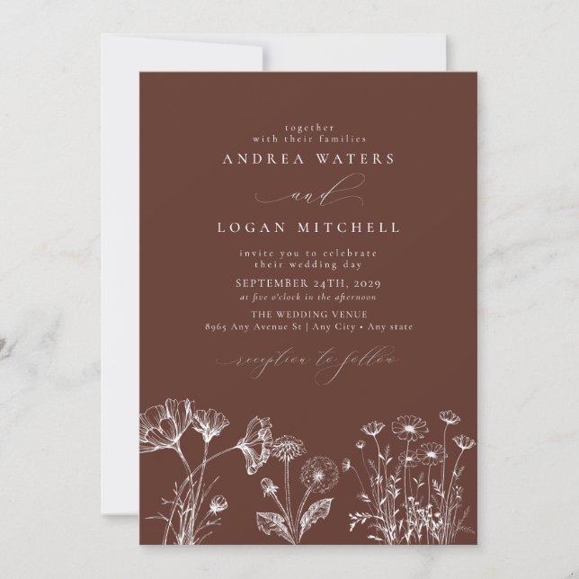 Invitaciones a la boda de la Moda del Boho de Flor (Anverso)