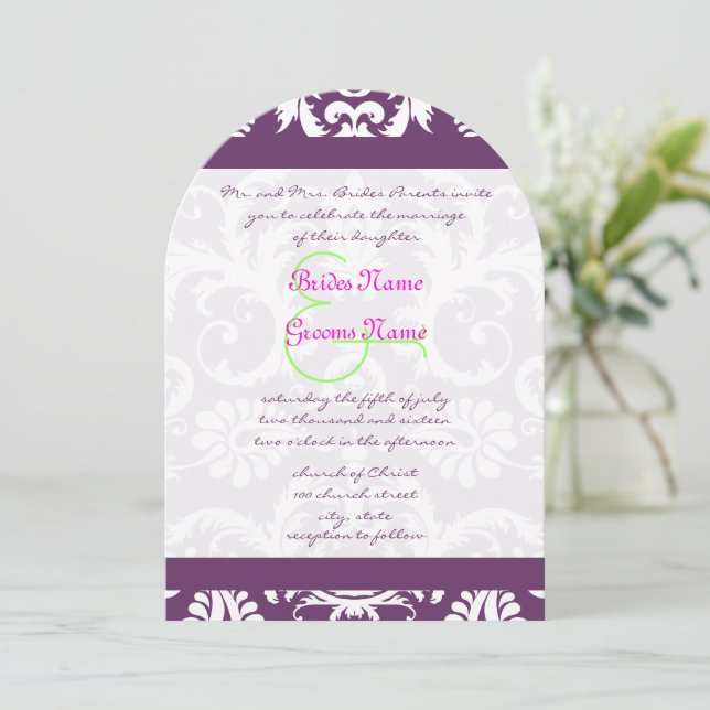 Invitaciones a la boda de la nalga rosa Lime Damas (Anverso de pie)