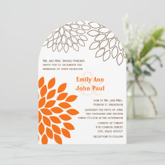 Invitaciones a la boda de la naranja Coral Floral 
