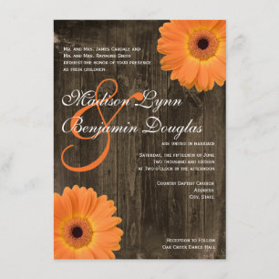 Invitaciones a la boda de la Naranja Daisy Barn Wo