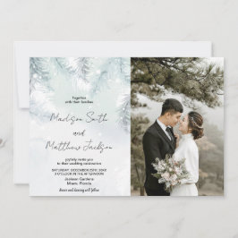 Invitaciones a la boda de la nieve blanca con pino
