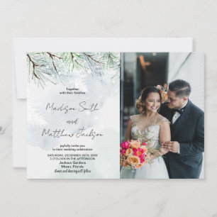 Invitaciones a la boda de la nieve blanca de Pine