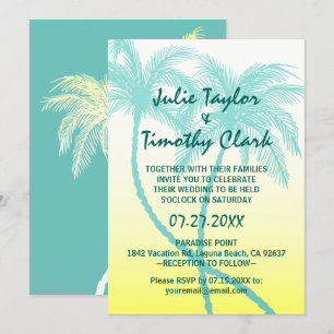Invitaciones a la boda de la palma amarilla y Verd