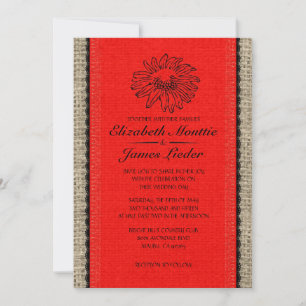 Invitaciones a la boda de la pareja de color rojo
