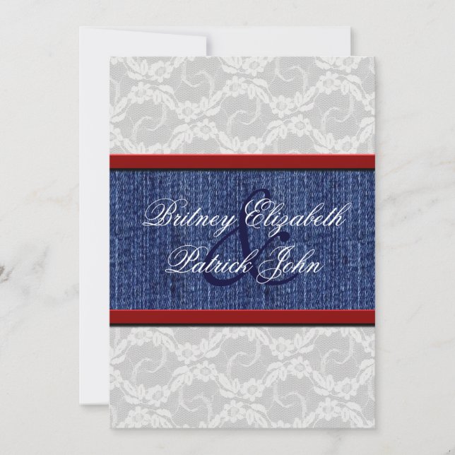 Invitaciones a la boda de la pareja de rojos blanc (Anverso)