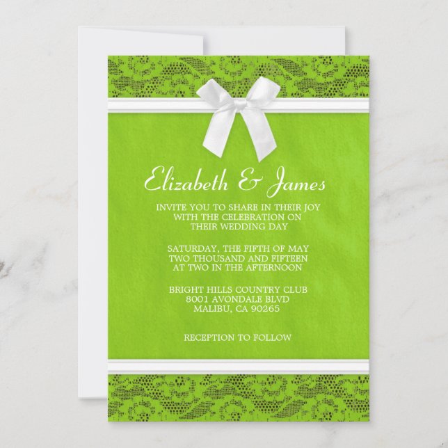 Invitaciones a la boda de la pareja Lime Green Cou (Anverso)