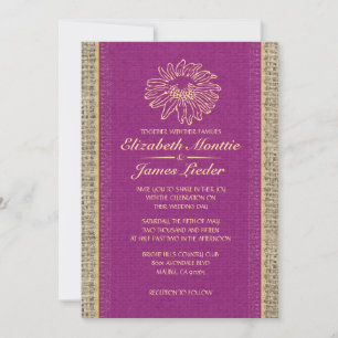 Invitaciones a la boda de la pareja morada y dorad
