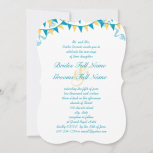 Invitaciones a la boda de la Pennant Bunting Blue