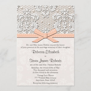Invitaciones a la boda de la perla y el encaje vin