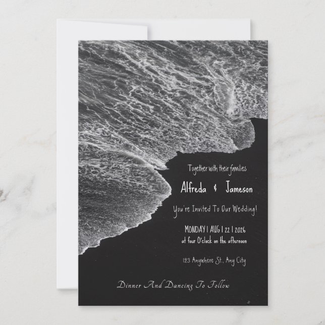 Invitaciones a la boda de la playa de arena (Anverso)