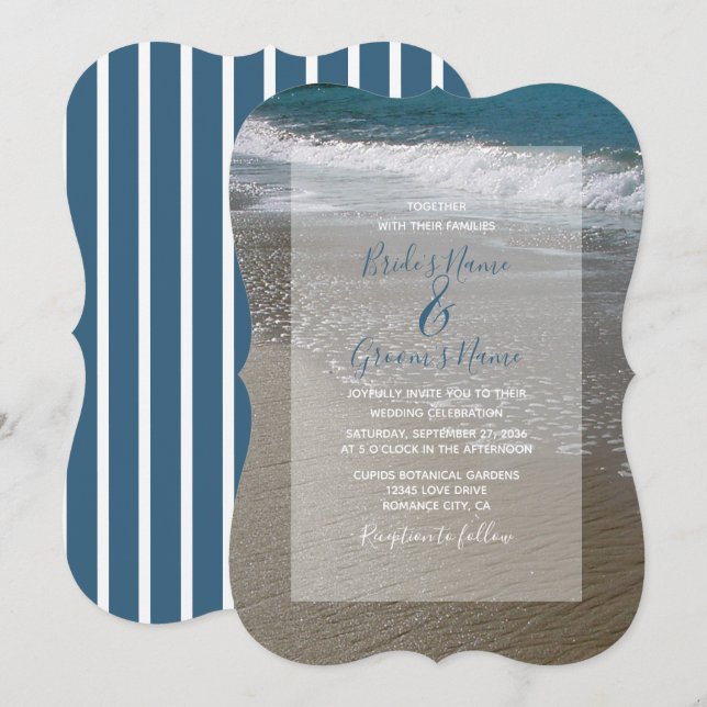 Invitaciones a la boda de la playa y la arena (Anverso / Reverso)