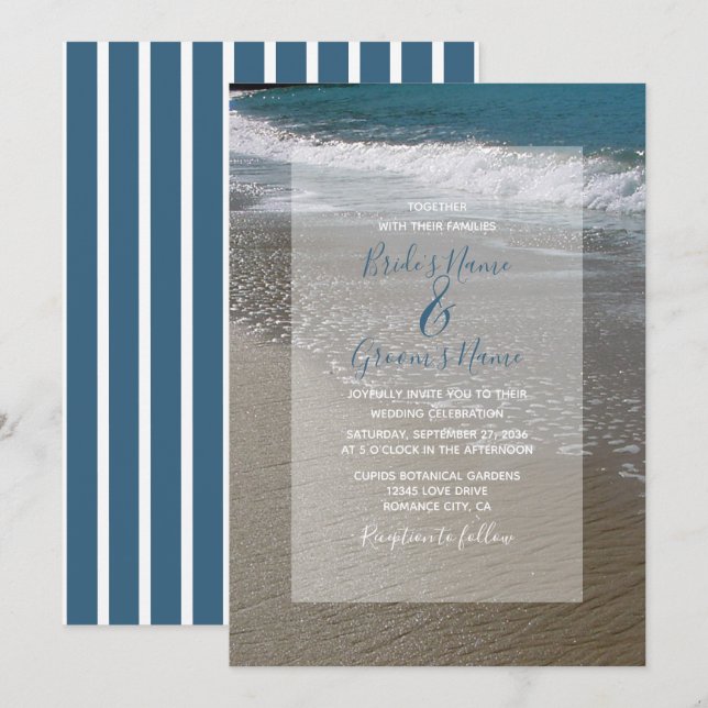 Invitaciones a la boda de la playa y la arena (Anverso / Reverso)