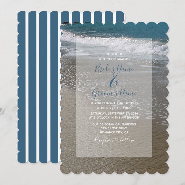 Invitaciones a la boda de la playa y la arena (Anverso / Reverso)