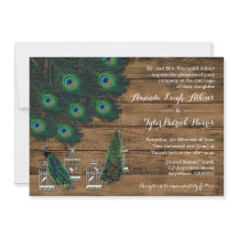 Invitaciones a la boda de la pluma de la madera rú