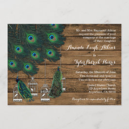 Invitaciones a la boda de la pluma de la madera rú