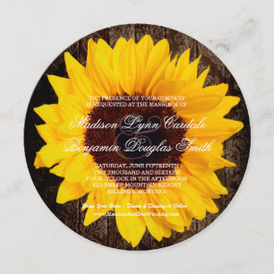 Invitaciones a la boda de la ronda de girasoles en