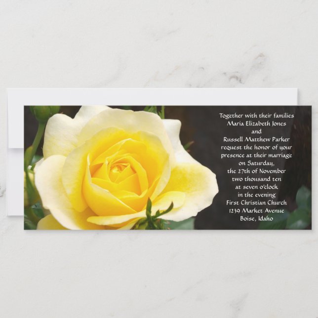 Invitaciones a la boda de la rosa amarilla brillan (Anverso)