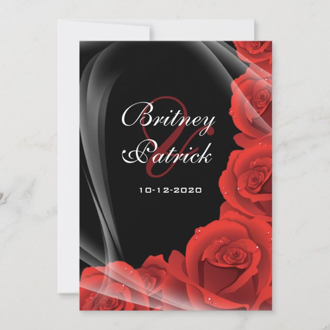 Invitaciones a la boda de la Rosa Negra y Roja (Anverso)