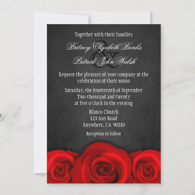 Invitaciones a la boda de la Rosa Roja en el table (Reverso)