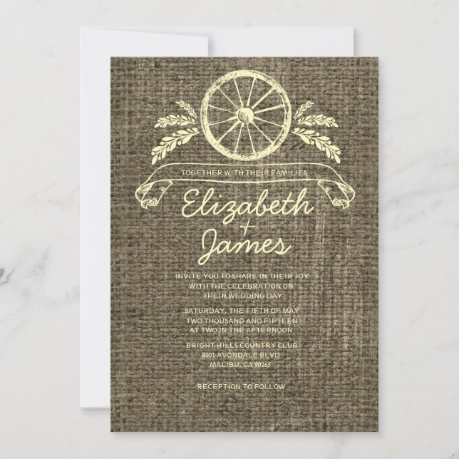 Invitaciones a la boda de la rueda del vagón (Anverso)